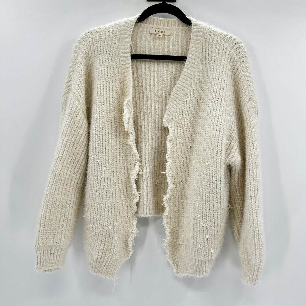 Illa Illa‎ White Cream Open Knit Cardigan Medium